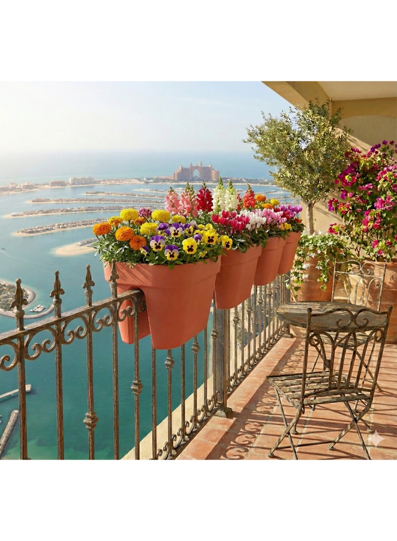 IDEL Self Hanging Flower Planter Pot PBACK – Balcony & Garden Pots with Adjustable Hooks and Self Watering – Durable Premium Hanging Planters – Made in Italy (Clay, 30cm) - Image 4